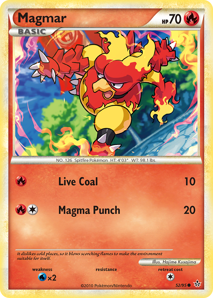 Magmar 52/95, HS—Unleashed Pokémon card