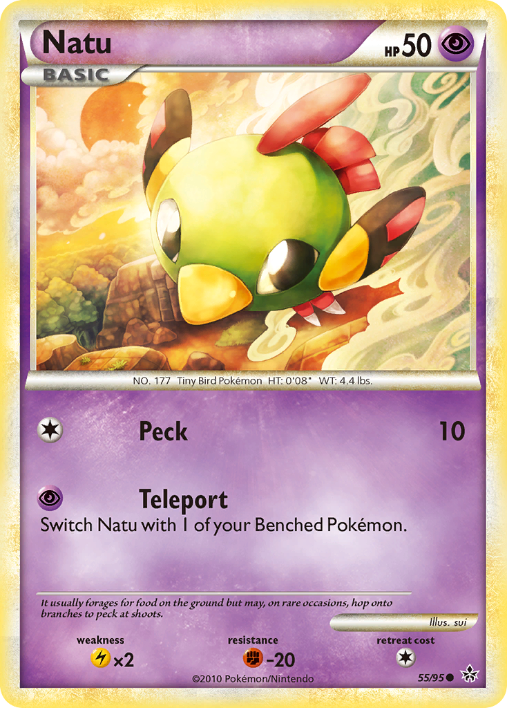 Natu 55/95, HS—Unleashed Pokémon card