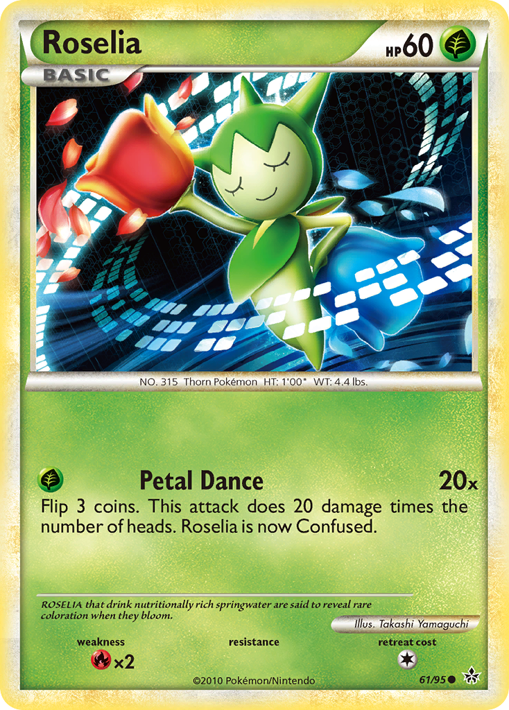 Roselia 61/95, HS—Unleashed Pokémon card