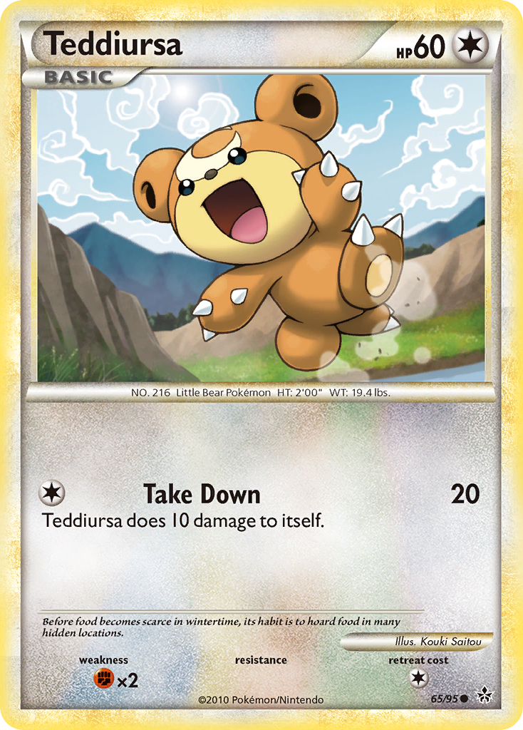 Teddiursa 65/95, HS—Unleashed Pokémon card