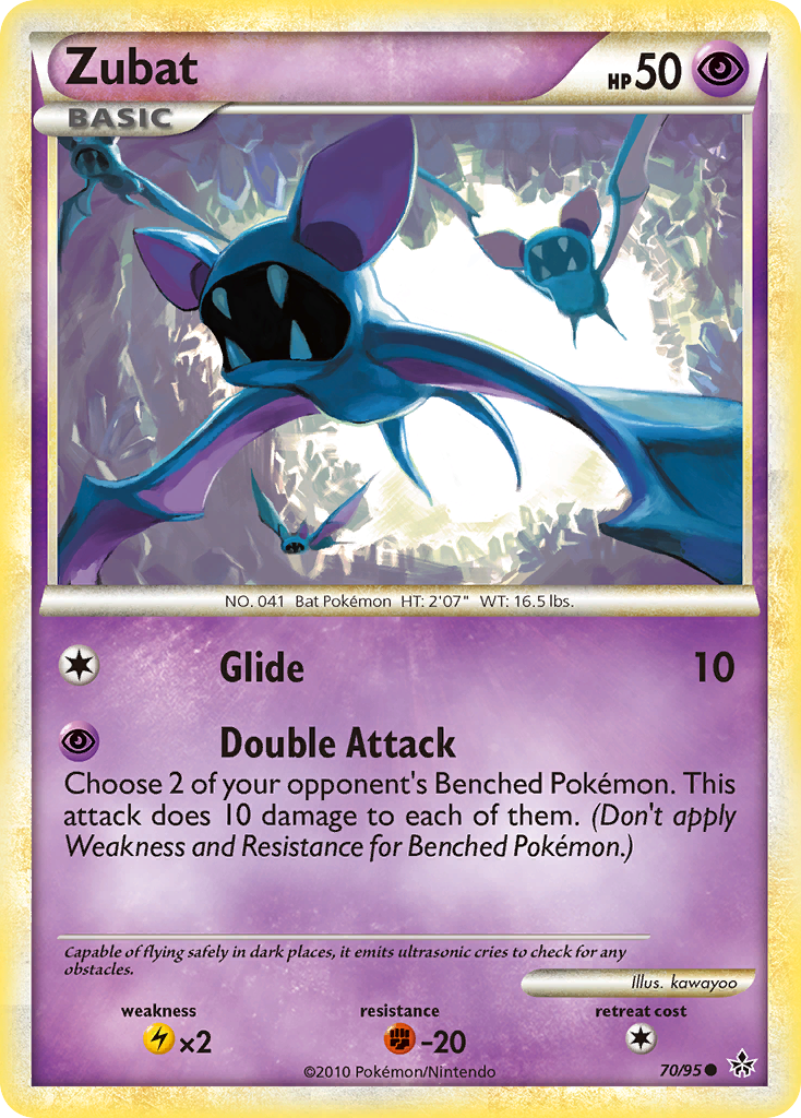 Zubat 70/95, HS—Unleashed Pokémon card