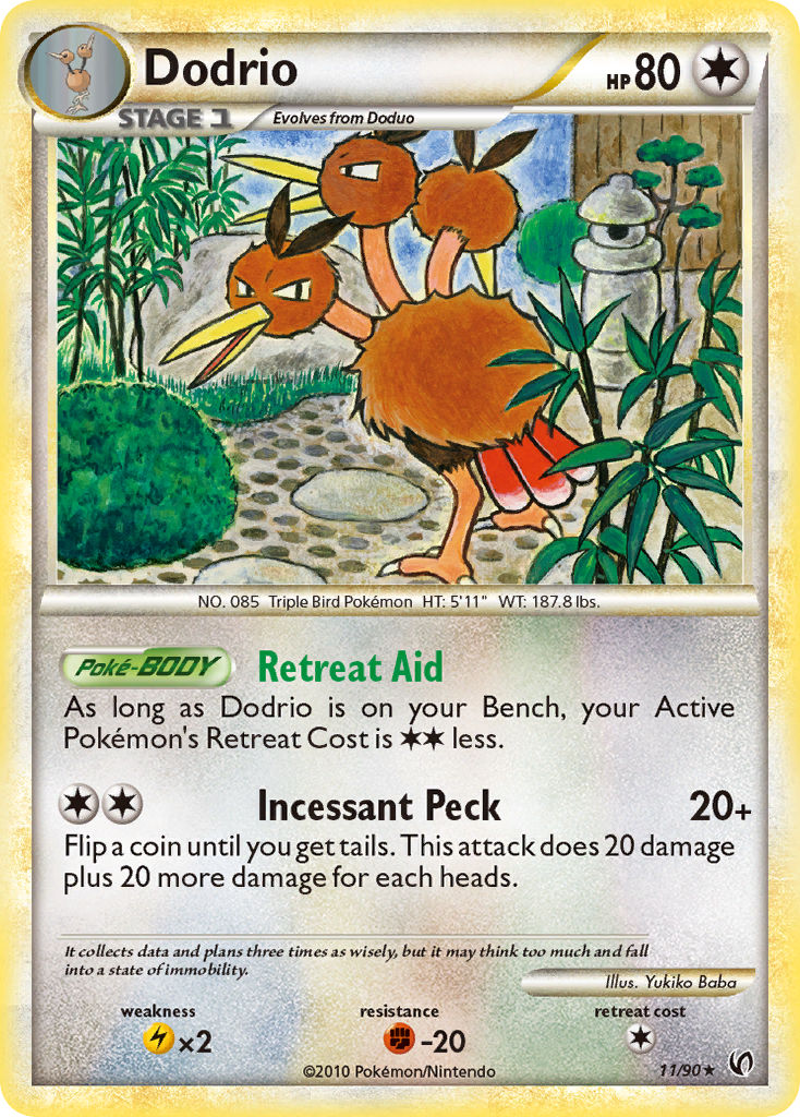 Dodrio 11/90, HS—Undaunted Pokémon card