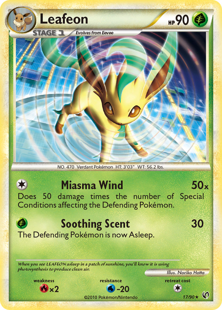Leafeon 17/90, HS—Undaunted Pokémon card
