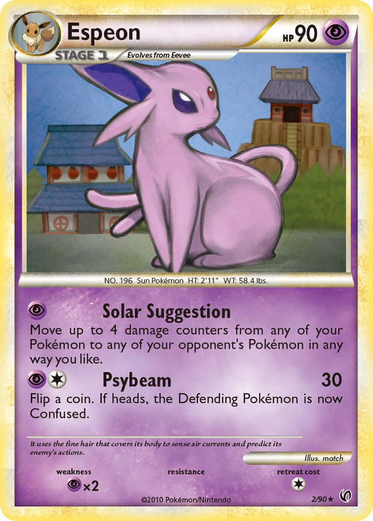 Espeon 2/90, HS—Undaunted Pokémon card
