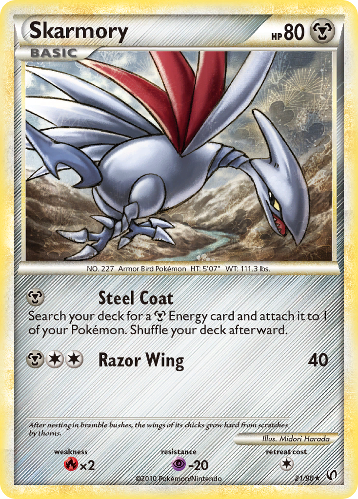 Skarmory 21/90, HS—Undaunted Pokémon card