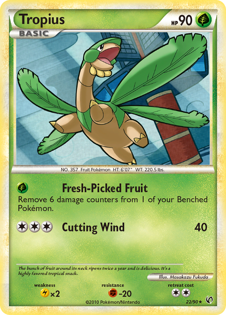 Tropius 22/90, HS—Undaunted Pokémon card