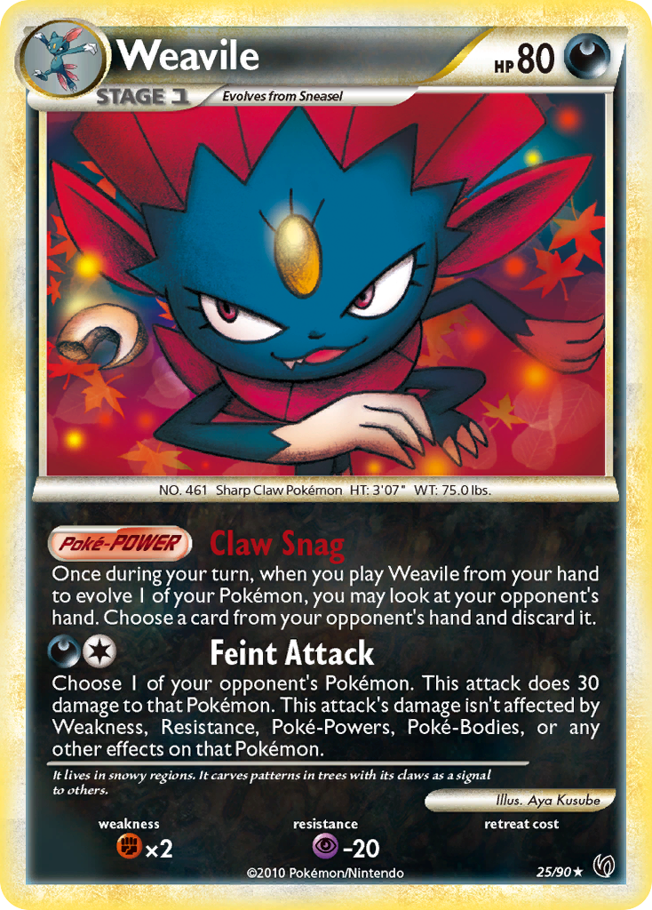 Weavile 25/90, HS—Undaunted Pokémon card