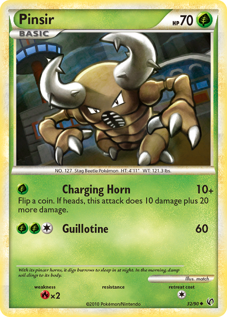 Pinsir 32/90, HS—Undaunted Pokémon card
