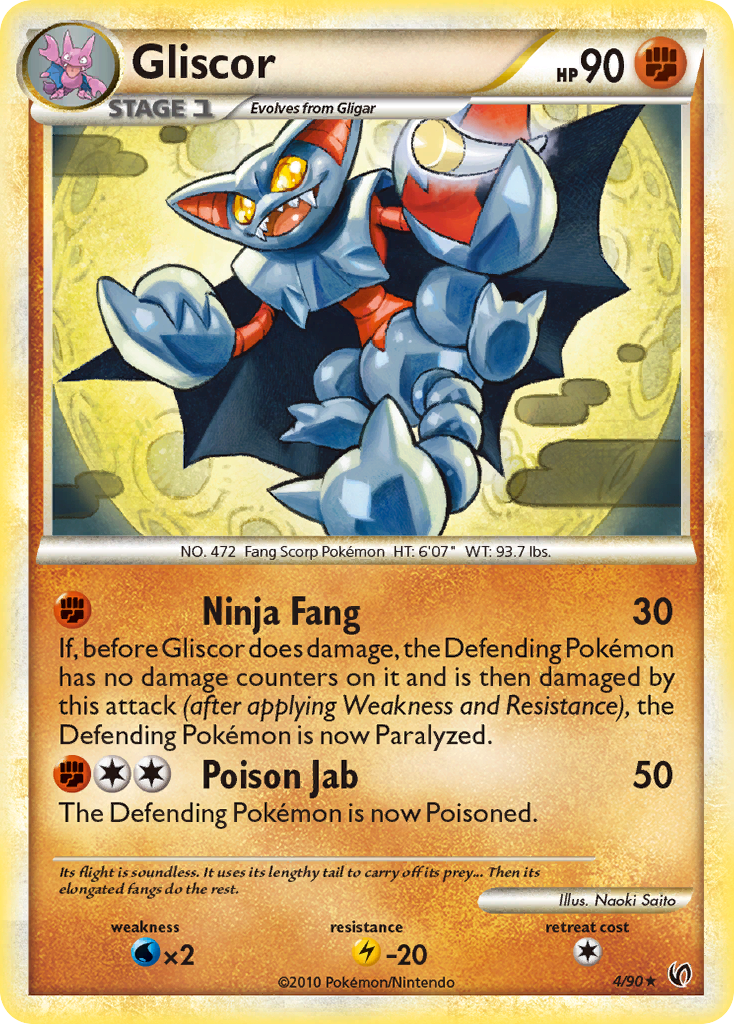 Gliscor 4/90, HS—Undaunted Pokémon card