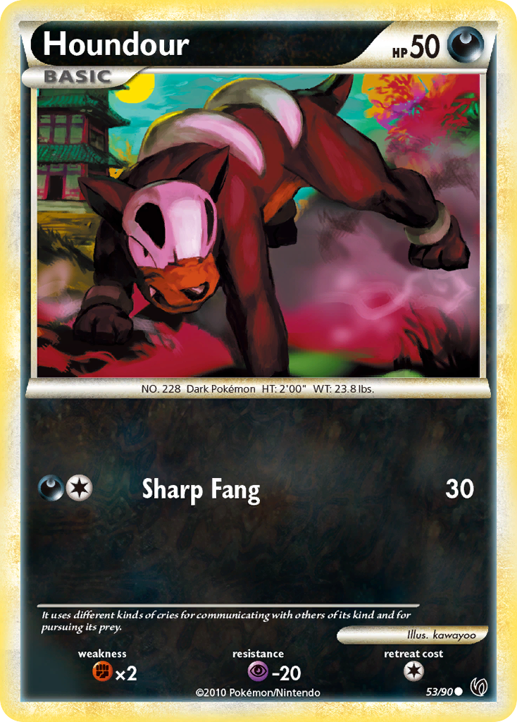 Houndour 53/90, HS—Undaunted Pokémon card