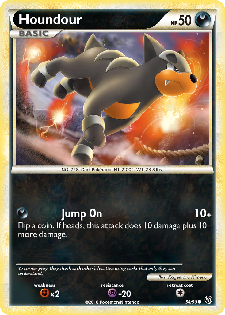Houndour 54/90, HS—Undaunted Pokémon card