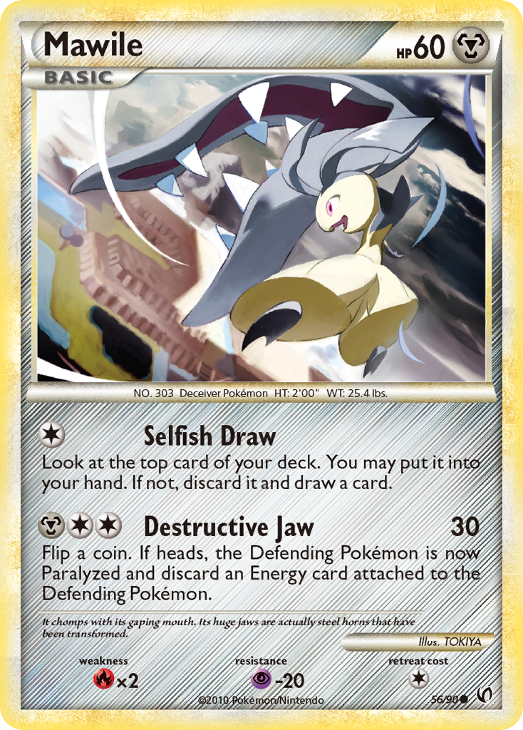Mawile 56/90, HS—Undaunted Pokémon card