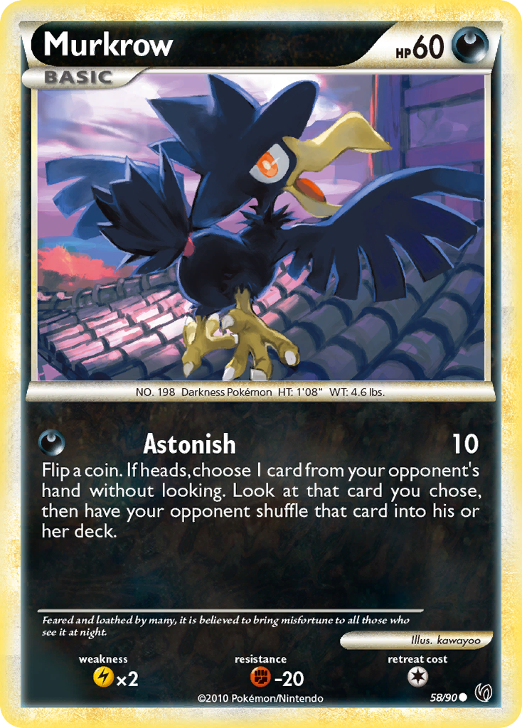 Murkrow 58/90, HS—Undaunted Pokémon card