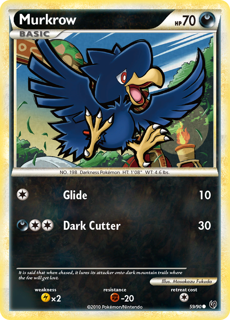 Murkrow 59/90, HS—Undaunted Pokémon card