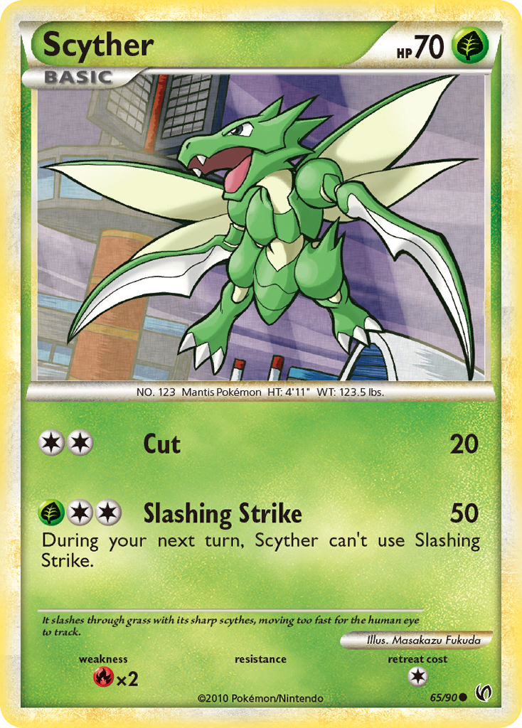 Scyther 65/90, HS—Undaunted Pokémon card