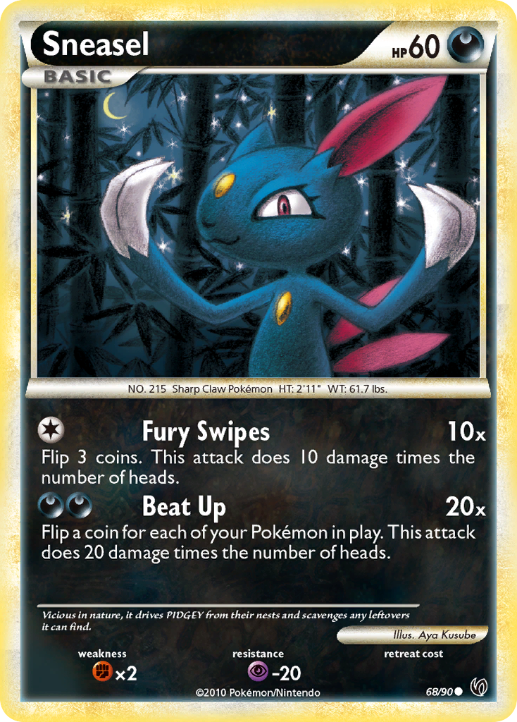 Sneasel 68/90, HS—Undaunted Pokémon card
