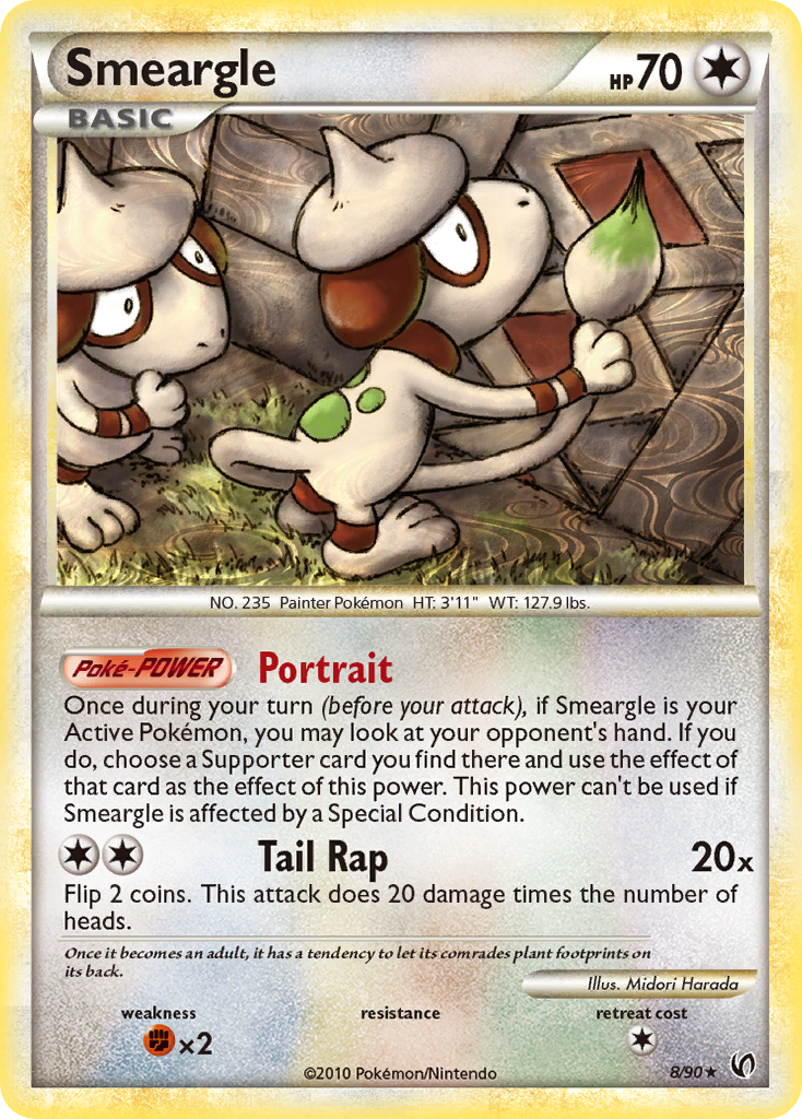 Smeargle 8/90, HS—Undaunted Pokémon card