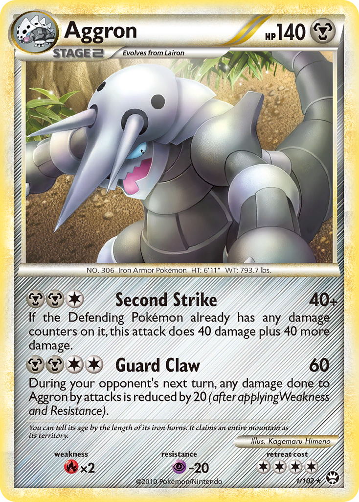 Aggron 1/102, HS—Triumphant Pokémon card