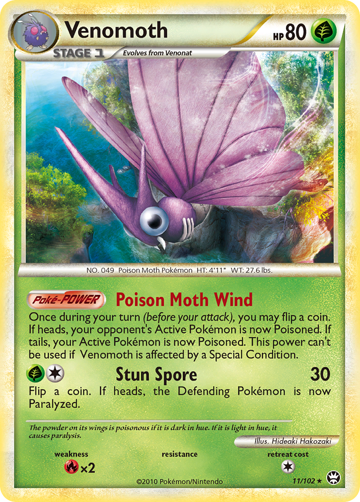 Venomoth 11/102, HS—Triumphant Pokémon card