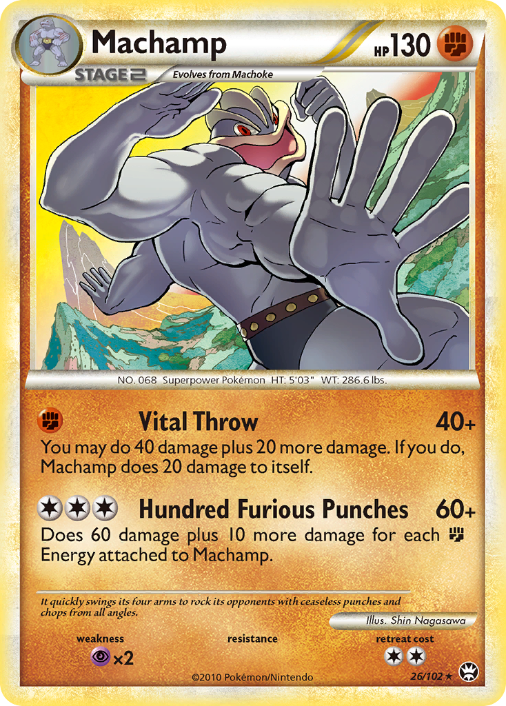 Machamp 26/102, HS—Triumphant Pokémon card