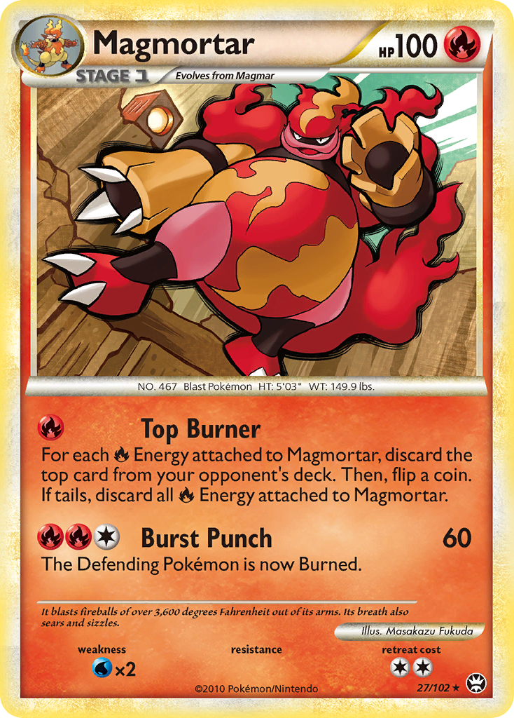 Magmortar 27/102, HS—Triumphant Pokémon card