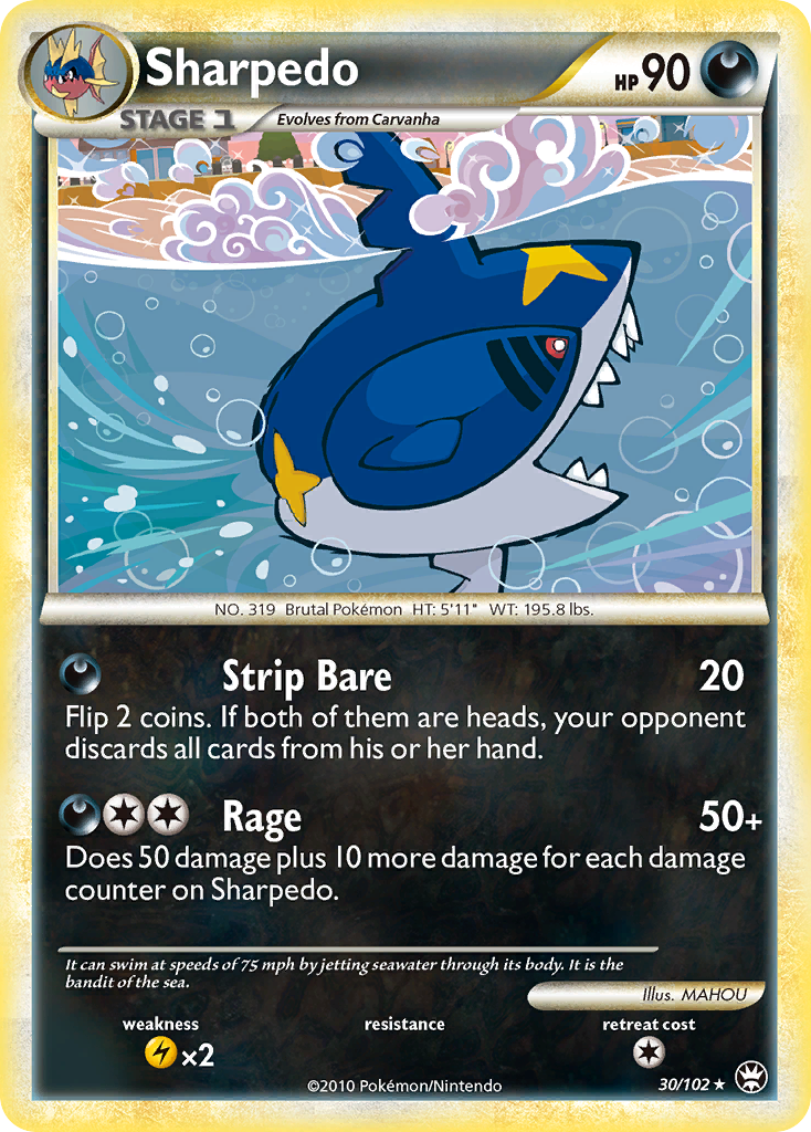 Sharpedo 30/102, HS—Triumphant Pokémon card