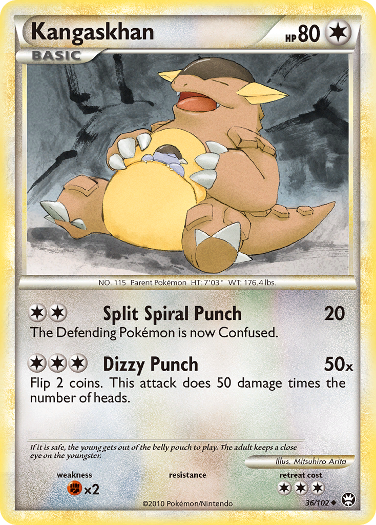 Kangaskhan 36/102, HS—Triumphant Pokémon card