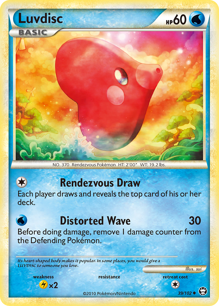 Luvdisc 39/102, HS—Triumphant Pokémon card