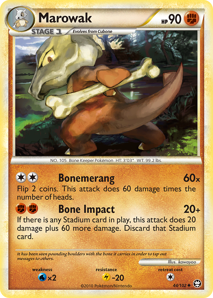 Marowak 44/102, HS—Triumphant Pokémon card