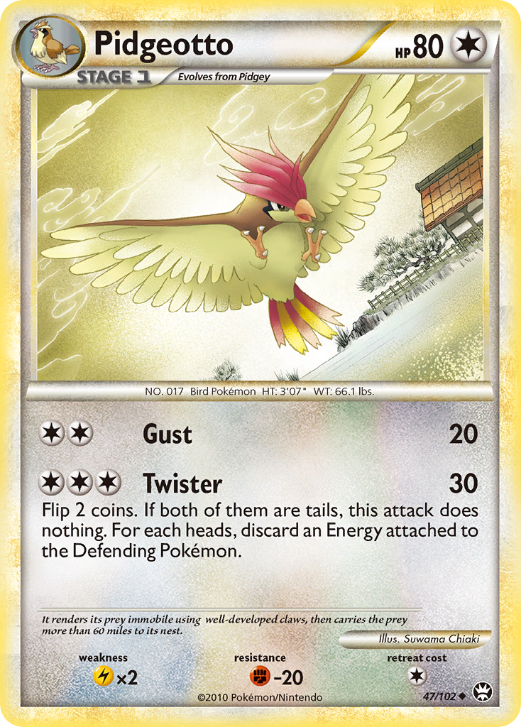 Pidgeotto 47/102, HS—Triumphant Pokémon card
