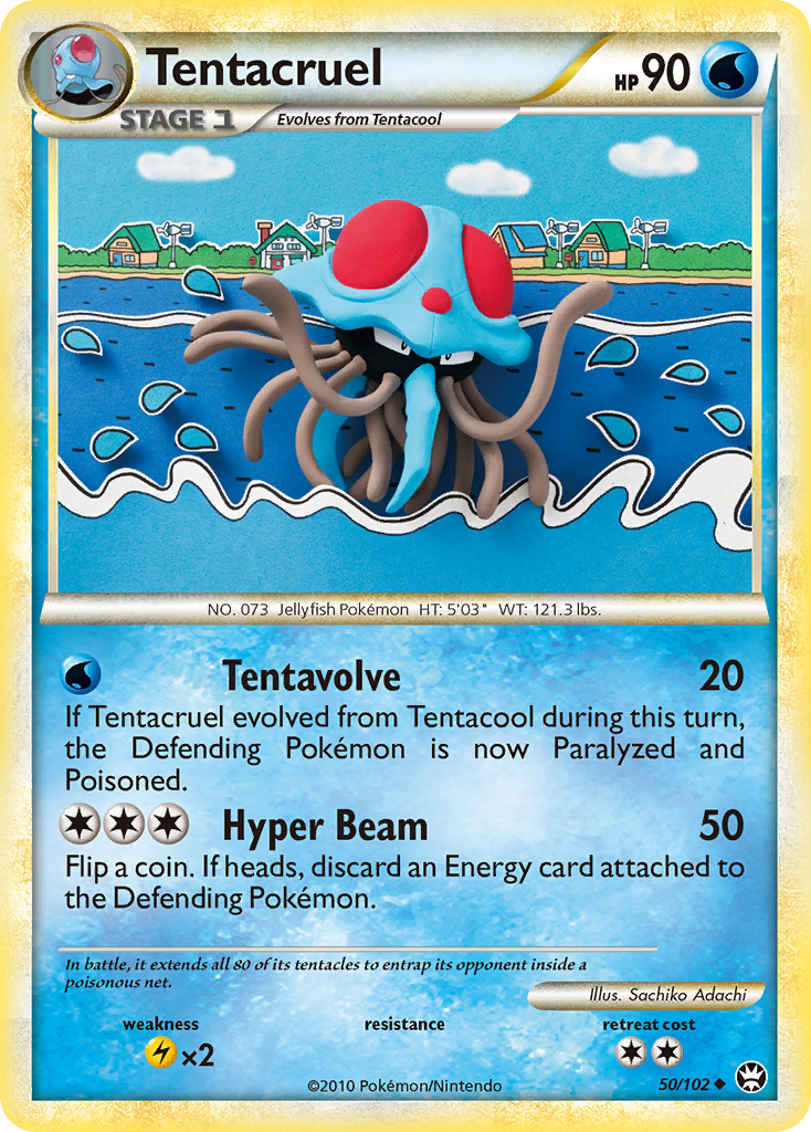 Tentacruel 50/102, HS—Triumphant Pokémon card
