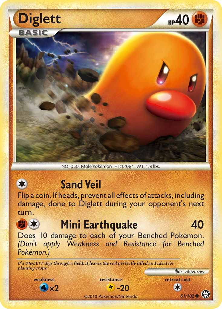 Diglett 61/102, HS—Triumphant Pokémon card