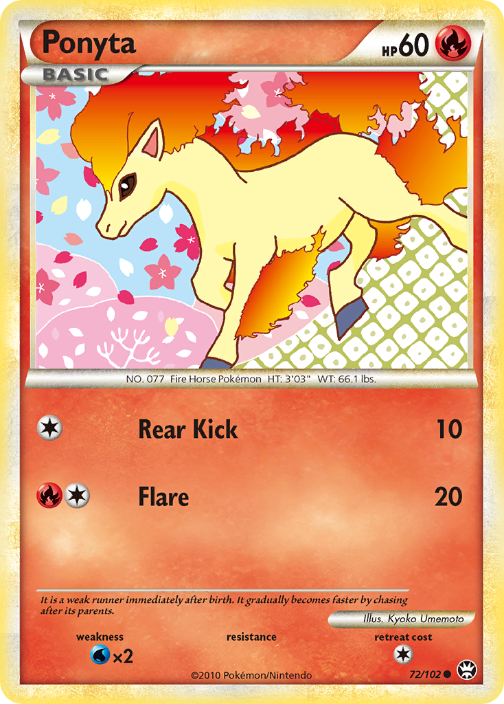 Ponyta 72/102, HS—Triumphant Pokémon card