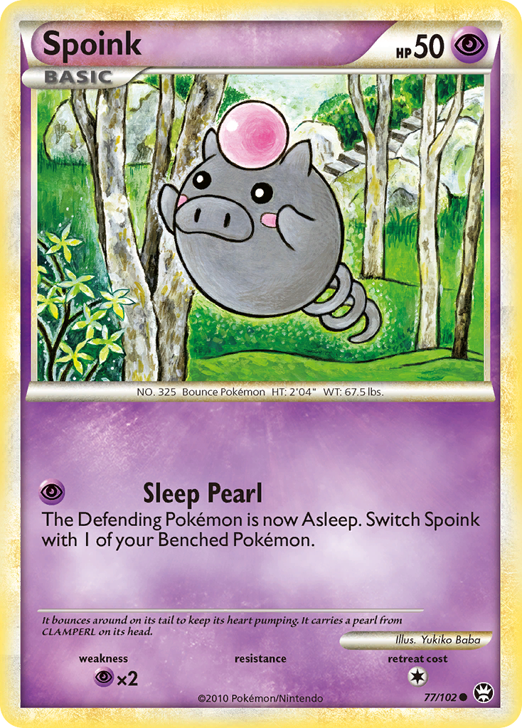 Spoink 77/102, HS—Triumphant Pokémon card