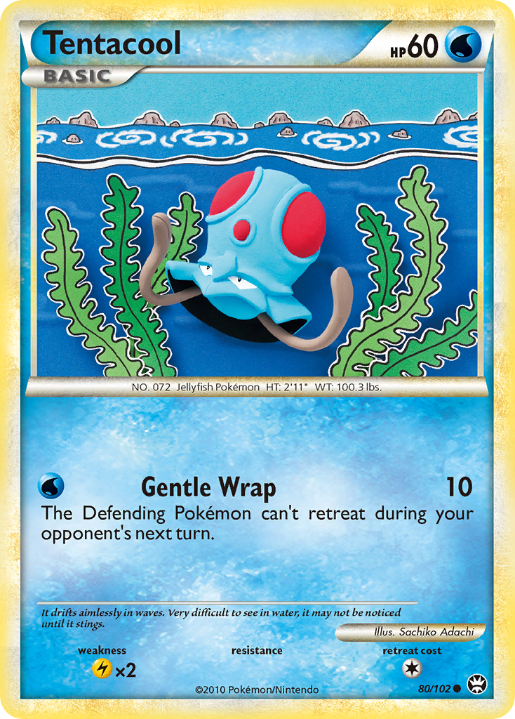Tentacool 80/102, HS—Triumphant Pokémon card