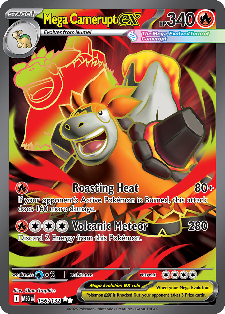 Mega Camerupt ex 156/132, Mega Evolution Pokémon card