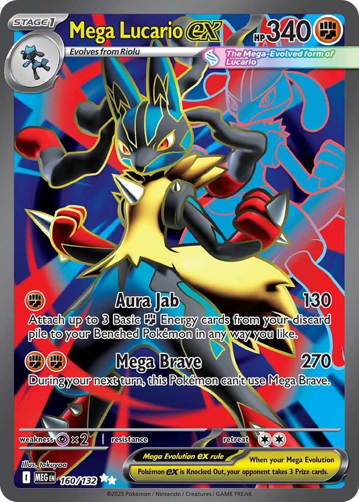 Mega Lucario ex 160/132, Mega Evolution Pokémon card