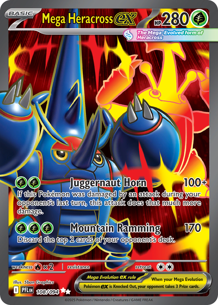 Mega Heracross ex 108/94, Phantasmal Flames Pokémon card