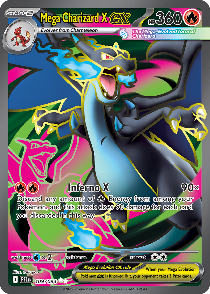 Mega Charizard X ex 109/94, Phantasmal Flames Pokémon card