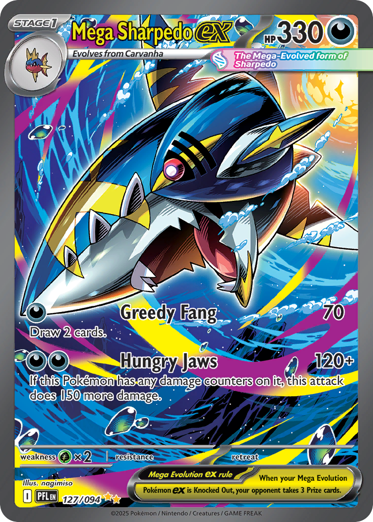 Mega Sharpedo ex 127/94, Phantasmal Flames Pokémon card