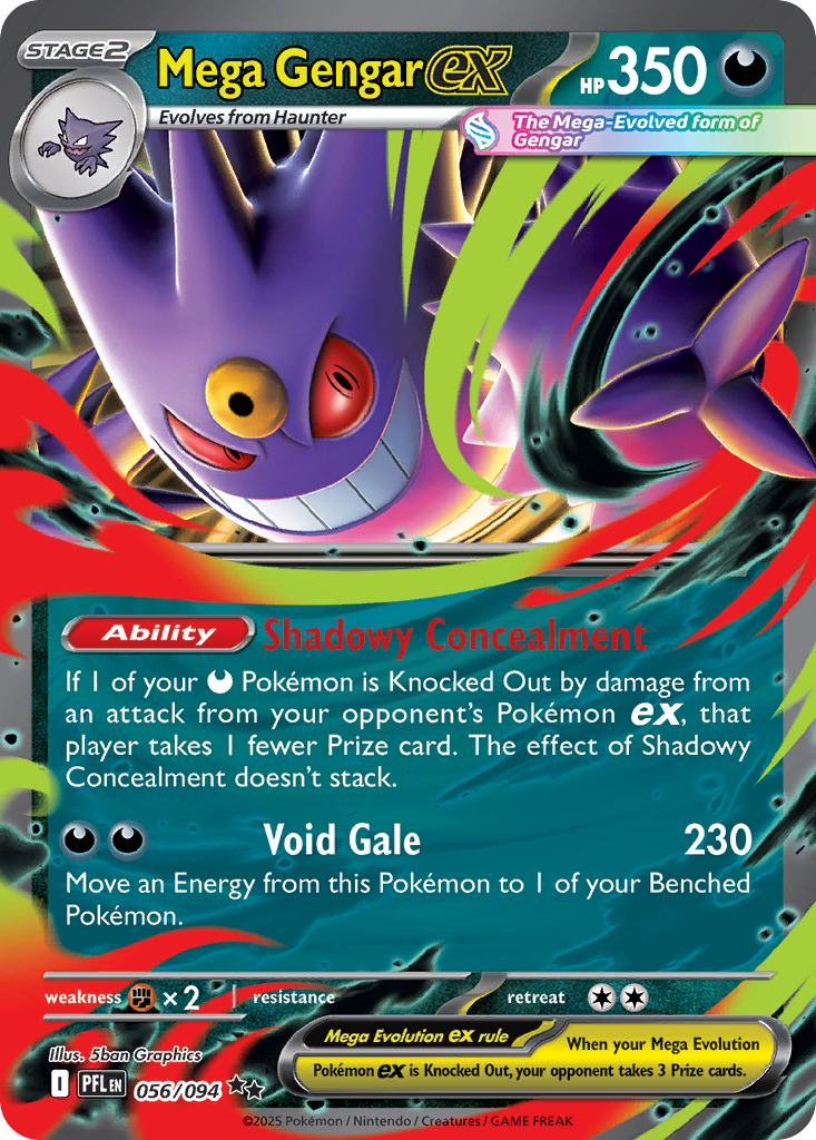 Mega Gengar ex 56/94, Phantasmal Flames Pokémon card