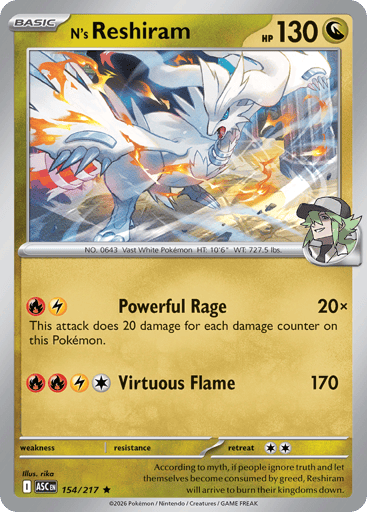 N's Reshiram 154/217 from Ascended Heroes