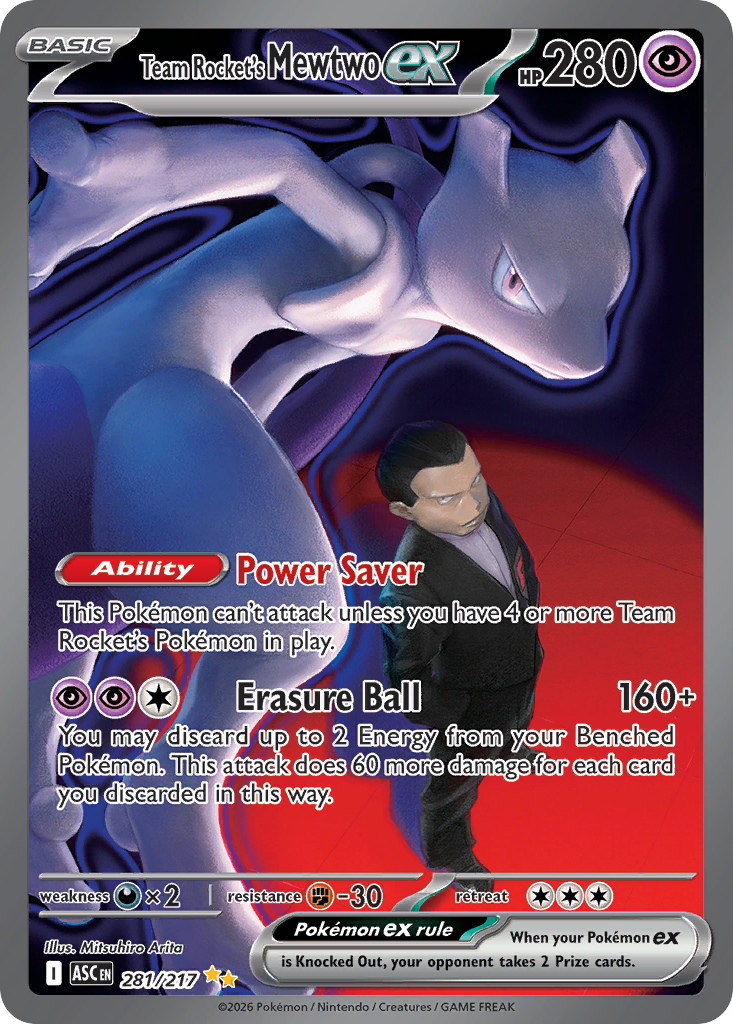 Team Rocket's Mewtwo ex 281/217, Ascended Heroes Pokémon card