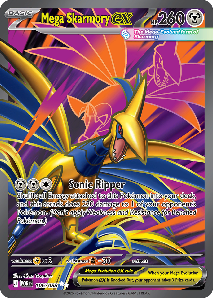 Mega Skarmory ex 106/88, Perfect Order Pokémon card