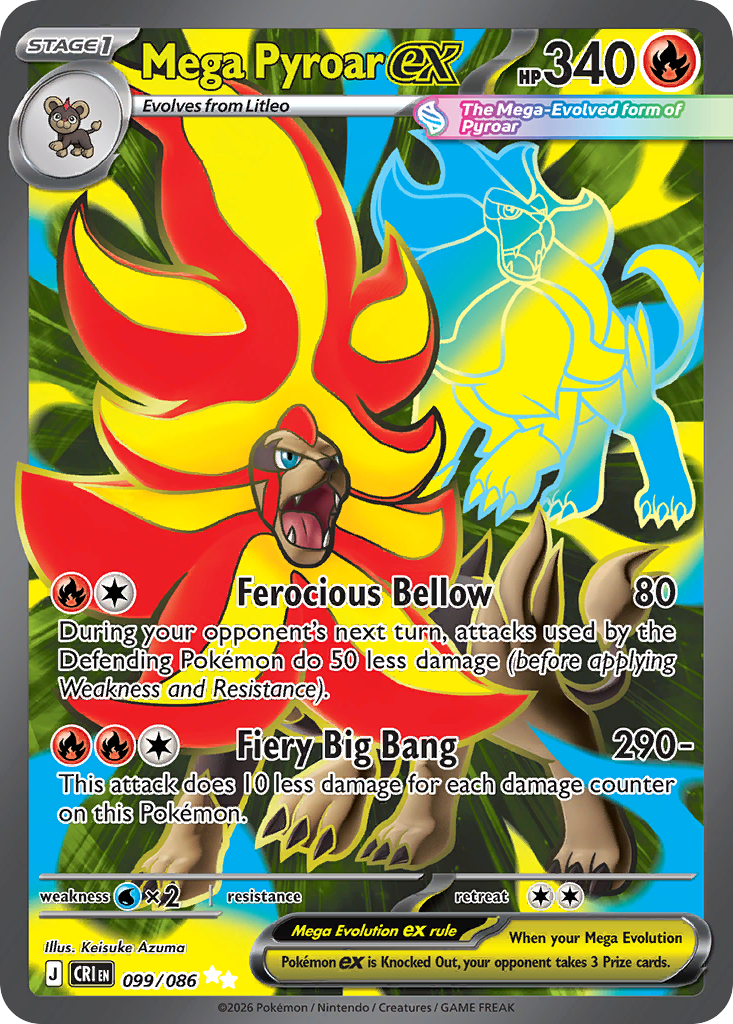 Mega Pyroar ex 99/86, Chaos Rising Pokémon card