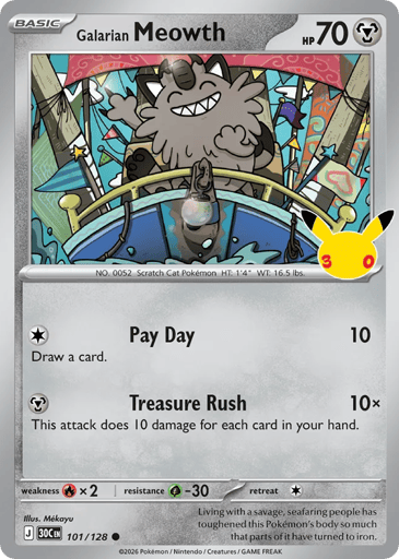 Galarian Meowth 101/128 from 30th Celebration