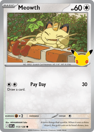Meowth 113/128 from 30th Celebration