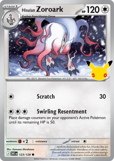 Hisuian Zoroark 123/128 from 30th Celebration