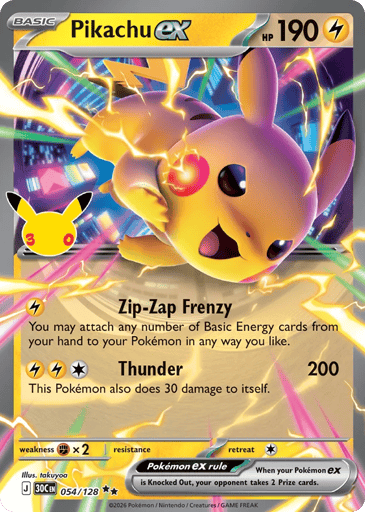 Pikachu ex 54/128 from 30th Celebration