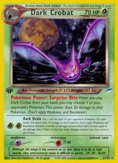 1st Edition Dark Crobat 2/105, Neo Destiny